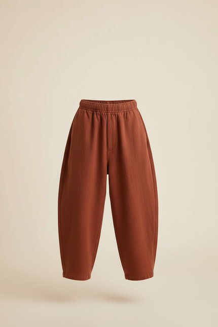 Pantalon Baggy Marron Ample Lin Décontracté Enfant - vue 3