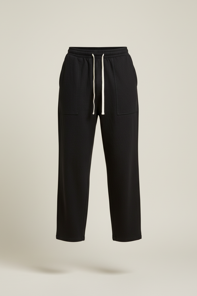 Pantalon Baggy Homme Noir Taille Élastique Coton - Molleton - vue 3