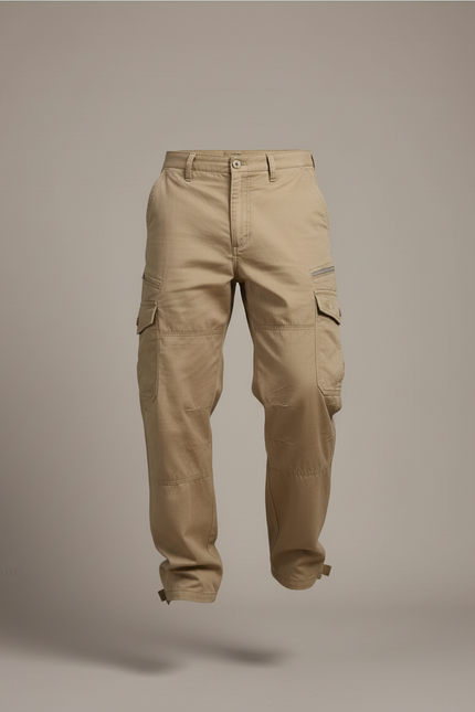 Pantalon Baggy Kaki Coton Cargo Ample Homme - Toile - vue 3