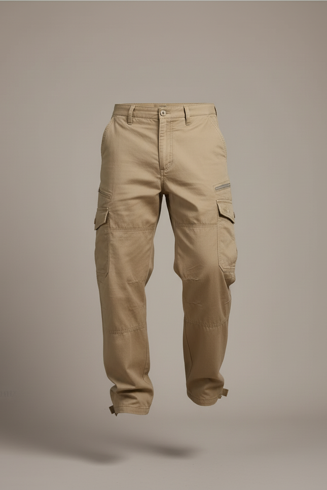 Pantalon Baggy Kaki Coton Cargo Ample Homme - Toile - vue 3