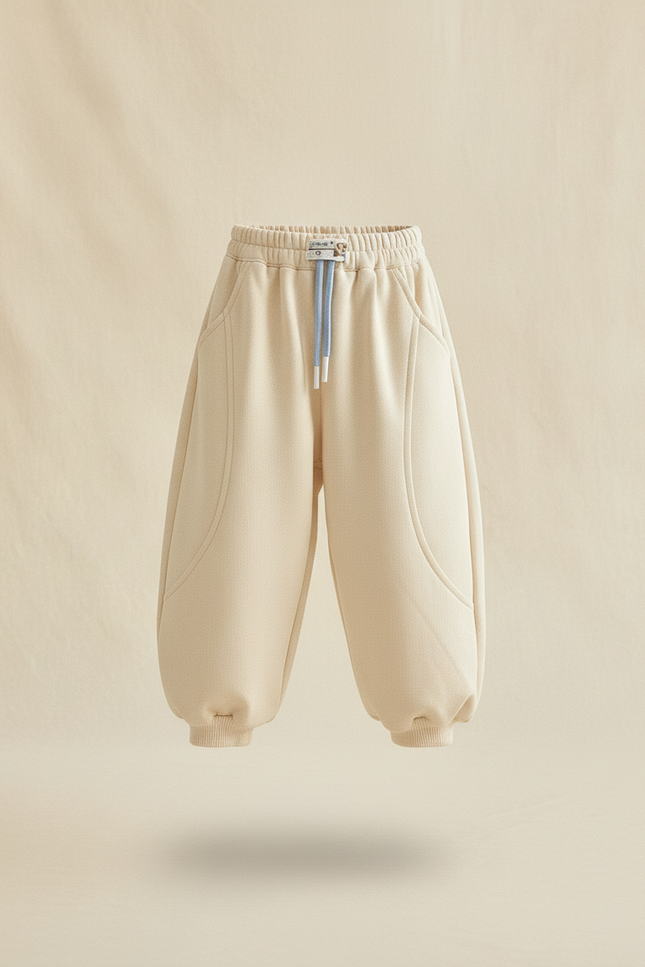 Pantalon Baggy Beige Ample Molleton Confortable Enfant - vue 3
