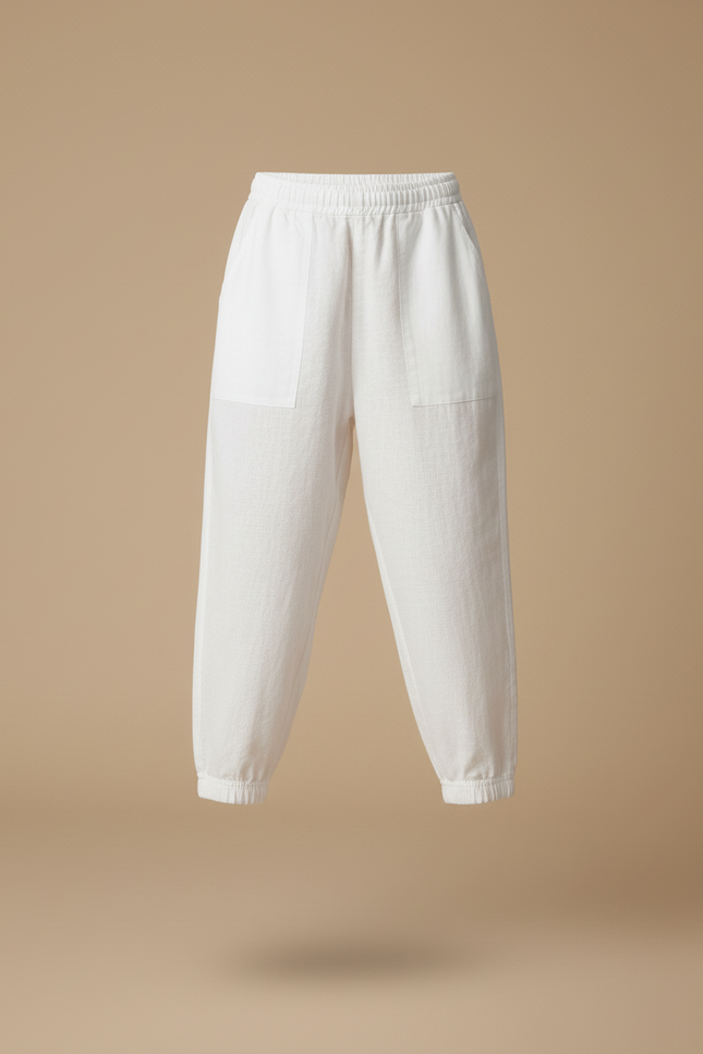 Pantalon Baggy Blanc Lin Ample Confortable Enfant - vue 3