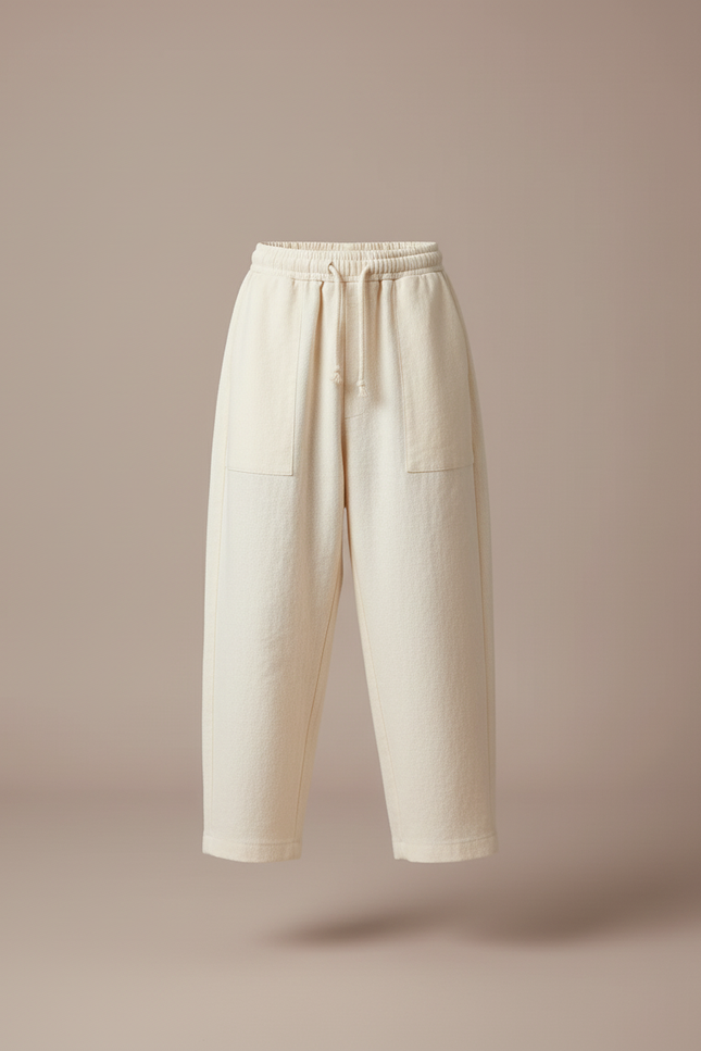 Pantalon Baggy Crème Ample Doublé Hiver Garçon - Beige Molleton - vue 3