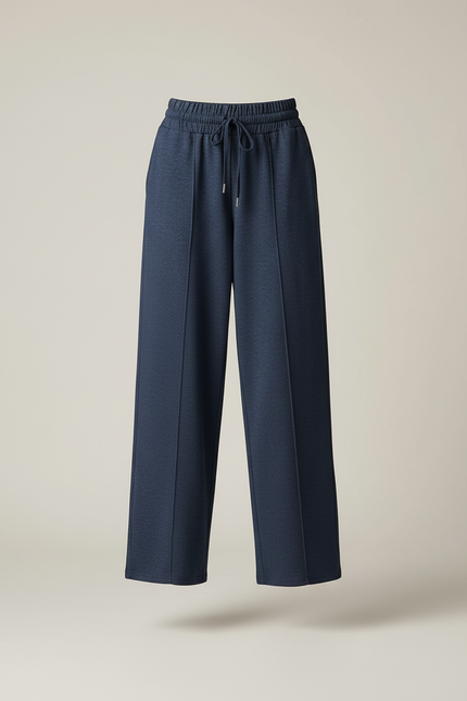 Pantalon Baggy Bleu Marine Ample Décontracté Cordon - Molleton - vue 3