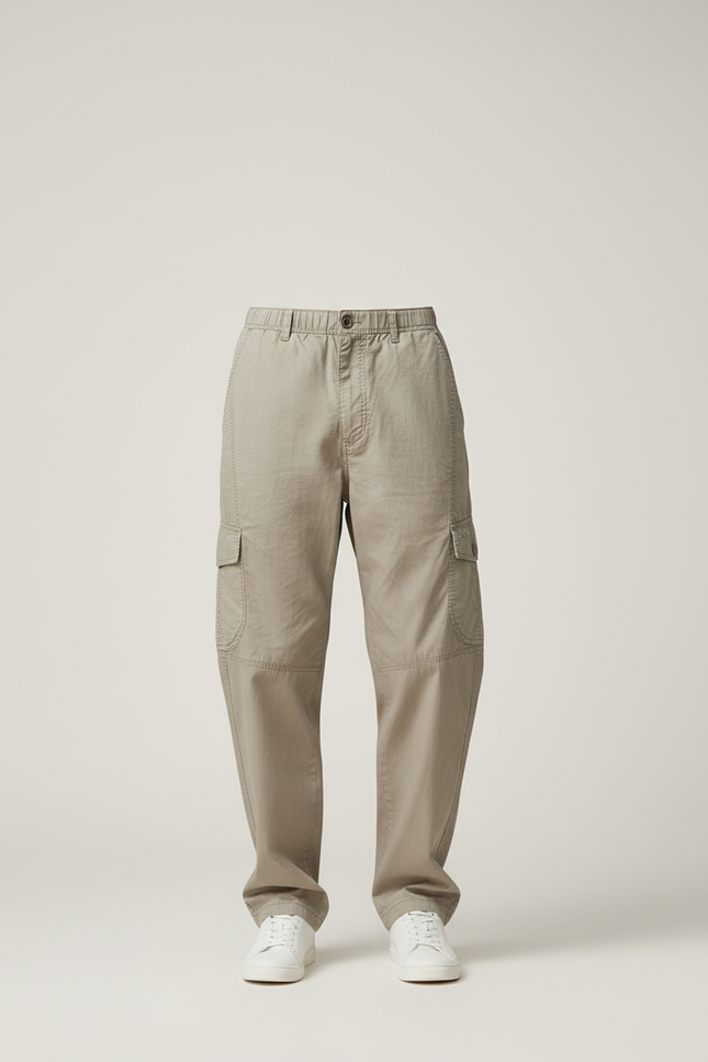 Pantalon Baggy Homme Kaki Cargo - Toile - vue 3