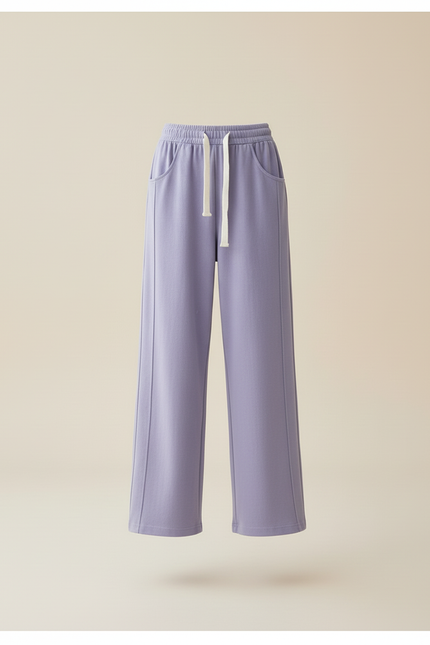 Pantalon Baggy Lilas Ample Droit Cordon Fille - Violet Molleton - vue 3