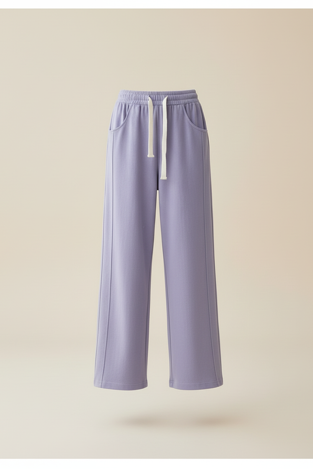 Pantalon Baggy Lilas Ample Droit Cordon Fille - Violet Molleton - vue 3