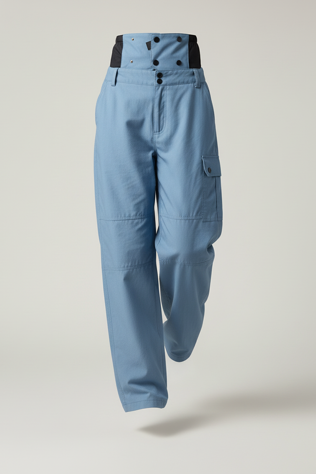 Pantalon Baggy Bleu Ciel Cargo Ample Décontracté - Toile - vue 3