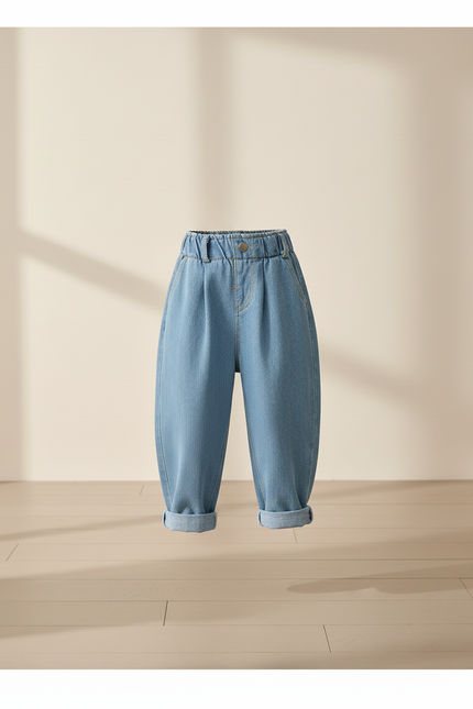 Pantalon Baggy Enfant Denim Ample Décontracté Bleu Clair - Jean - vue 3