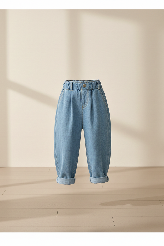 Pantalon Baggy Enfant Denim Ample Décontracté Bleu Clair - Jean - vue 3