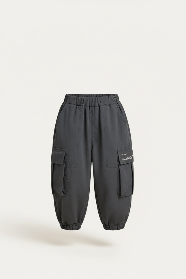Pantalon Baggy Gris Cargo Ample Enfant Coton - Polyester - vue 3