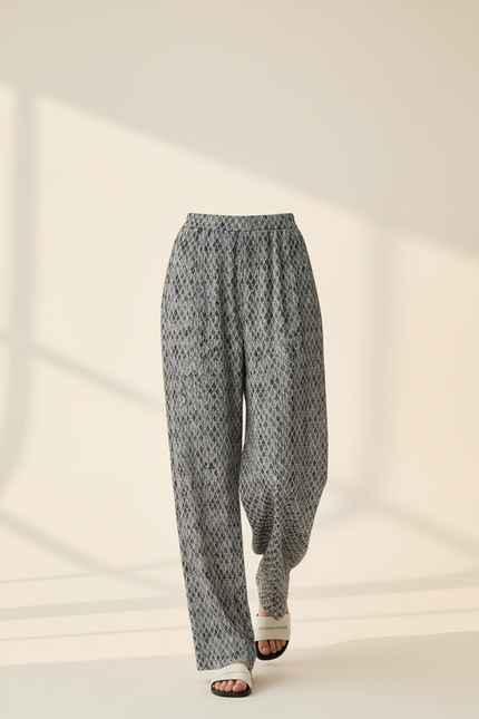 Pantalon Baggy Plissé Imprimé Fluide Ample Décontracté - Polyester - vue 3