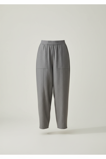 Pantalon Baggy Gris Ample Décontracté Fluide - Gabardine - vue 3