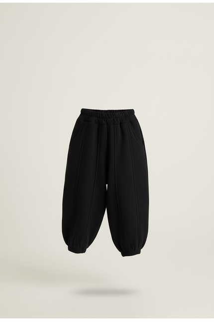 Pantalon Baggy Noir Ample Coton Enfant Sport - Molleton - vue 3