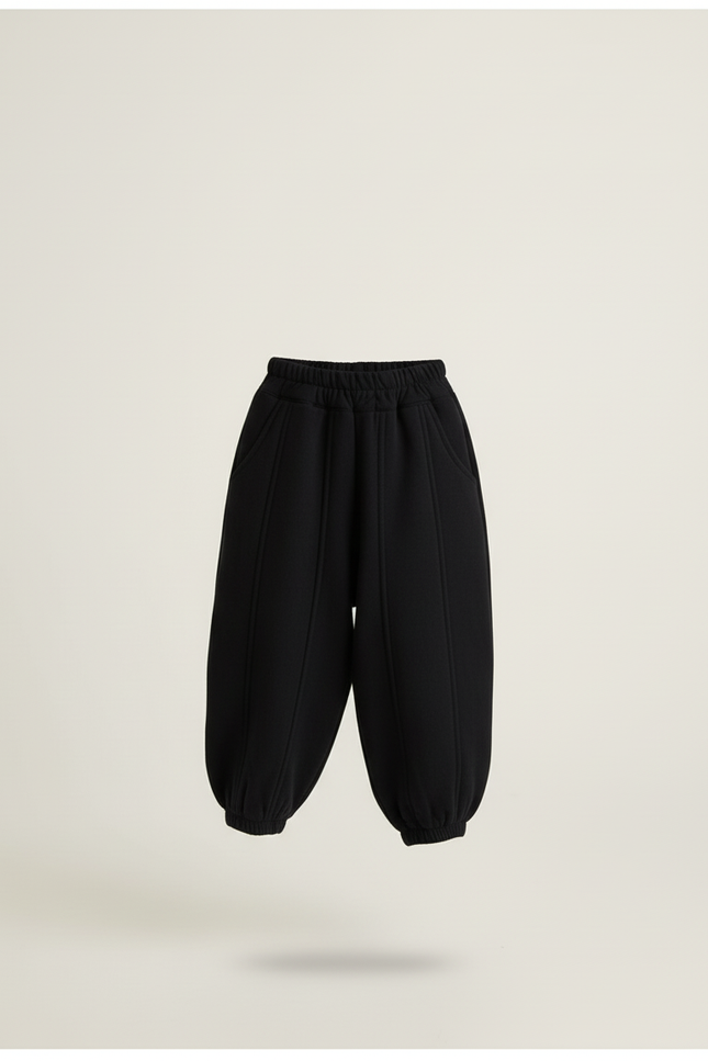 Pantalon Baggy Noir Ample Coton Enfant Sport - Molleton - vue 3