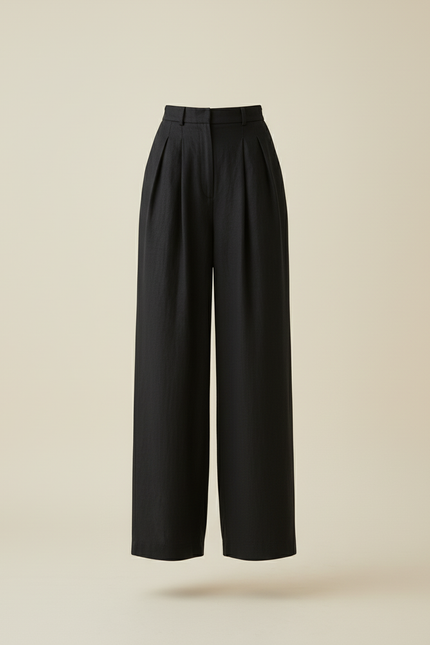 Pantalon Baggy Noir Ample Plissé Décontracté Élégant - Lin - vue 3
