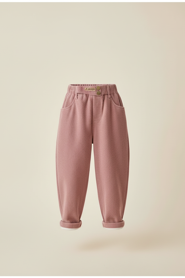 Pantalon Baggy Rose Côtelé Enfant Ample Décontracté - Cordé - vue 3