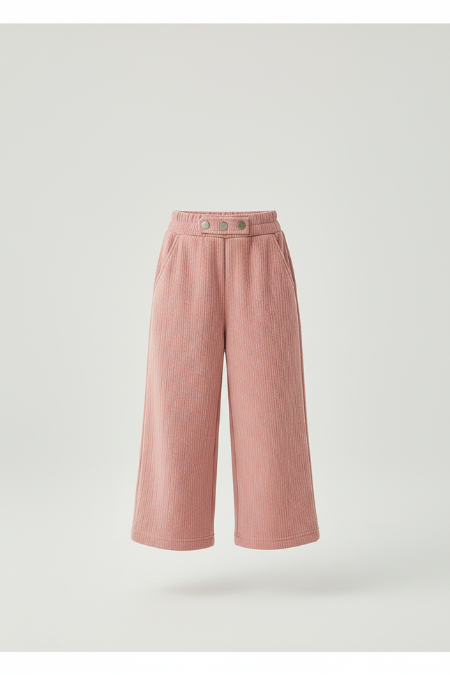 Pantalon Baggy Rose Côtelé Ample Élastique Enfant - Cordé - vue 3