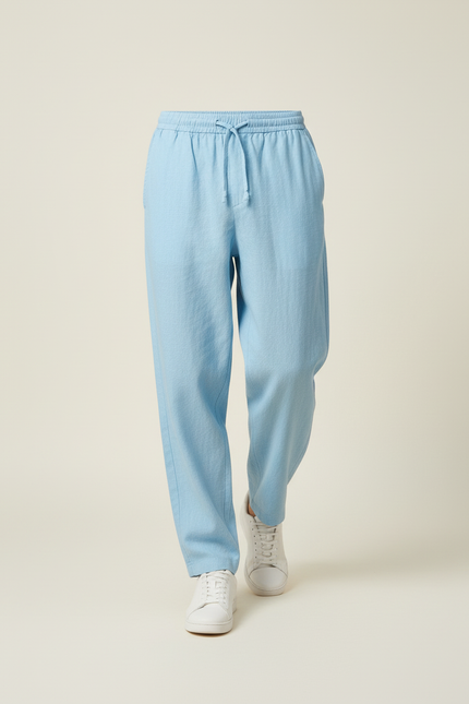 Pantalon Baggy Bleu Ciel Lin Ample Homme - vue 3