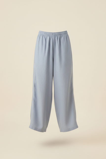 Pantalon Baggy Bleu Fluide Lin Ample Fille - vue 3