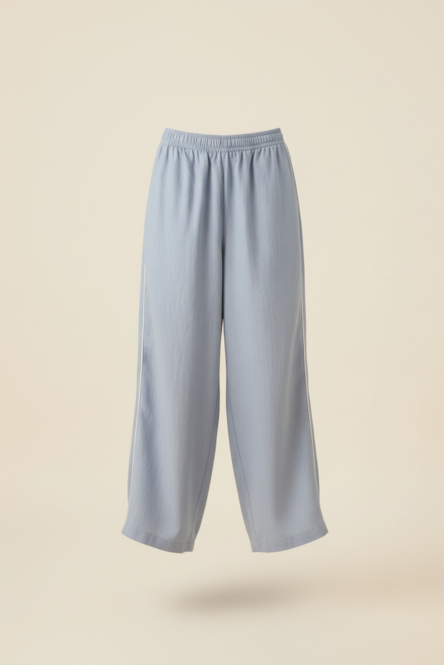 Pantalon Baggy Bleu Fluide Lin Ample Fille - vue 3