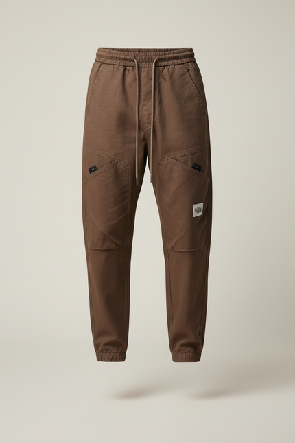 Pantalon Baggy Marron Cargo Coton Homme Décontracté - Toile - vue 3