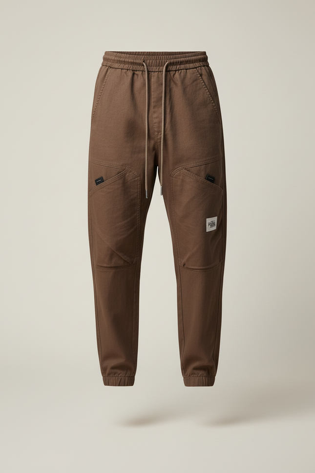 Pantalon Baggy Marron Cargo Coton Homme Décontracté - Toile - vue 3