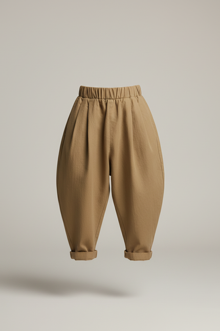 Pantalon Baggy Kaki Coton Ample Plissé Enfant - vue 3