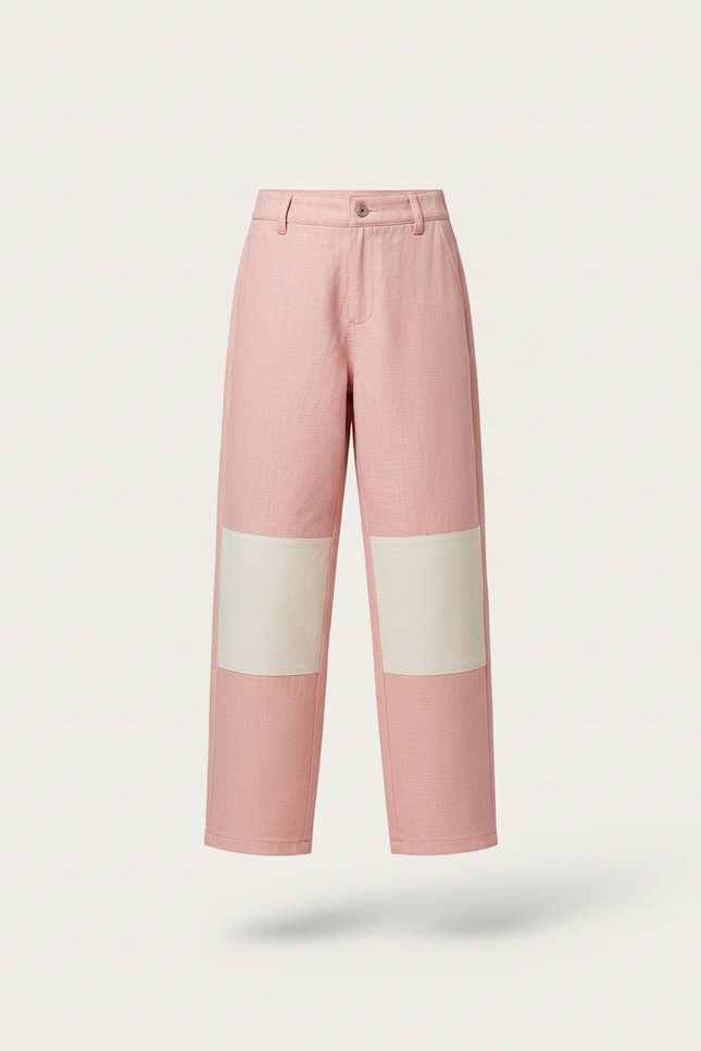 Pantalon Baggy Rose Patchwork Blanc Décontracté Enfant - Tweed - vue 3