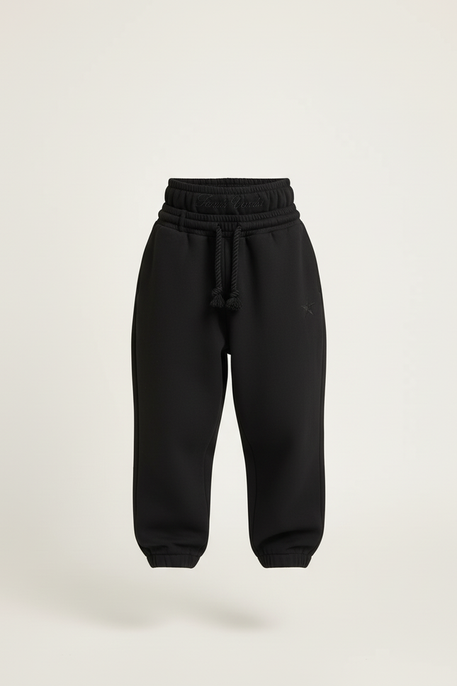 Pantalon Baggy Noir Ample Cordon Étoile Enfant - Molleton - vue 3