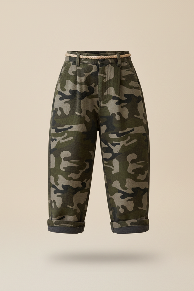 Pantalon Baggy Camouflage Vert Militaire Ample Coton - Molleton - vue 3