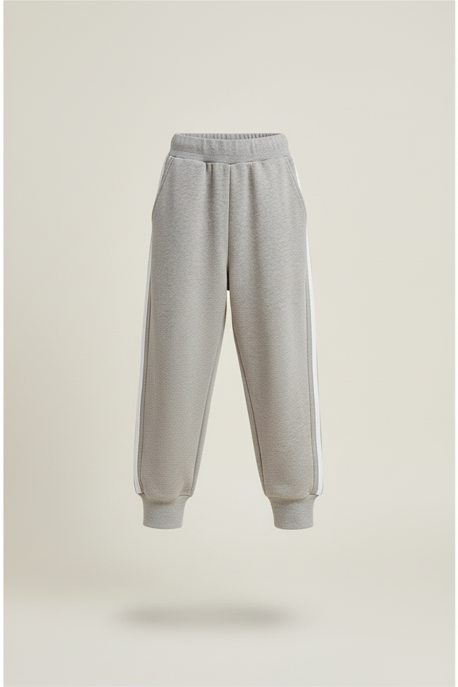 Pantalon Baggy Gris Coton Rayures Blanches Enfant Décontracté - Molleton - vue 3