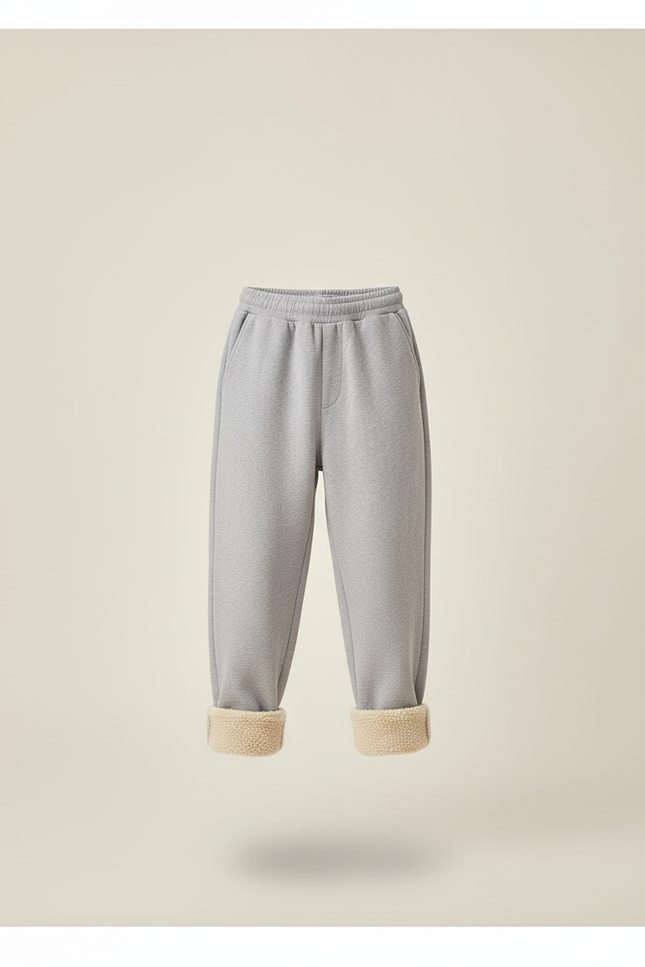 Pantalon Baggy Gris Molletonné Ample Doublé Chaud Enfant - vue 3
