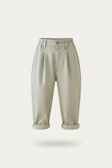 Pantalon Baggy Vert Ample Décontracté Enfant Coton - vue 3