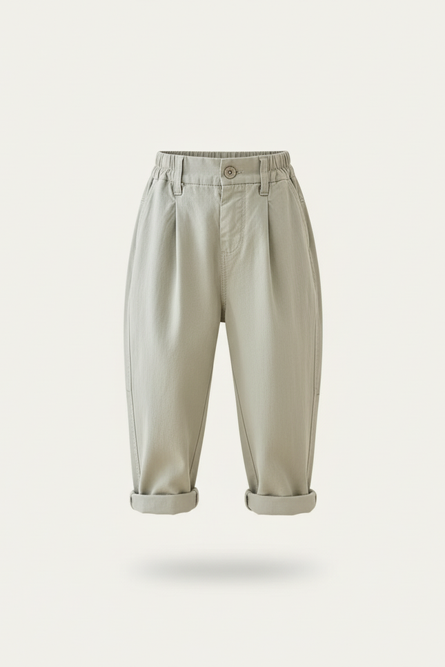 Pantalon Baggy Vert Ample Décontracté Enfant Coton - vue 3