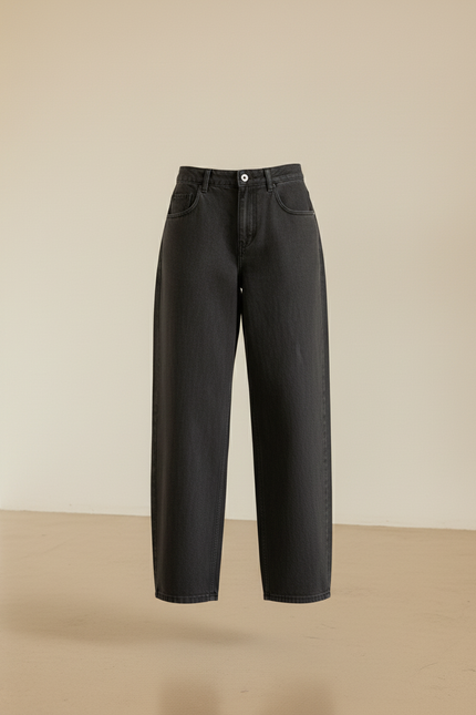 Pantalon Baggy Noir Ample Décontracté Femme Denim - Jean - vue 3