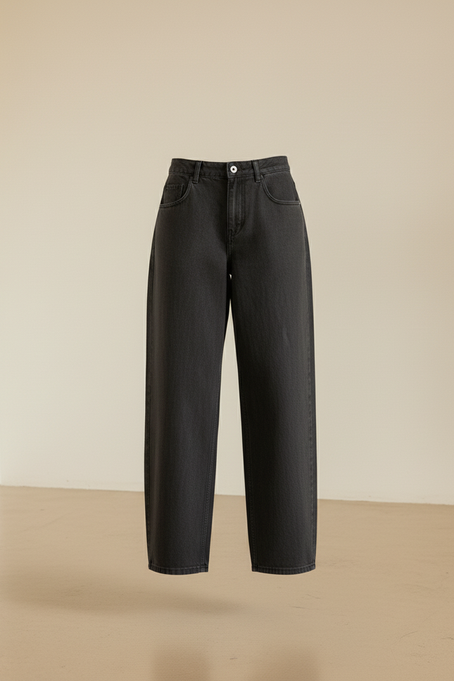 Pantalon Baggy Noir Ample Décontracté Femme Denim - Jean - vue 3