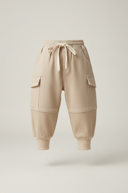 Pantalon Baggy Beige Cargo Coton Enfant Décontracté - Molleton - vue 3