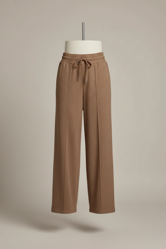 Pantalon Baggy Marron Ample Fluide Décontracté Cordon - Molleton - vue 3