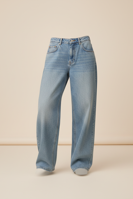 Pantalon Baggy Jean Bleu Décontracté Ample Femme - vue 3