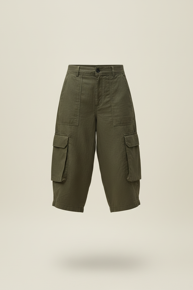 Pantalon Baggy Kaki Cargo Ample Court Coton - vue 3