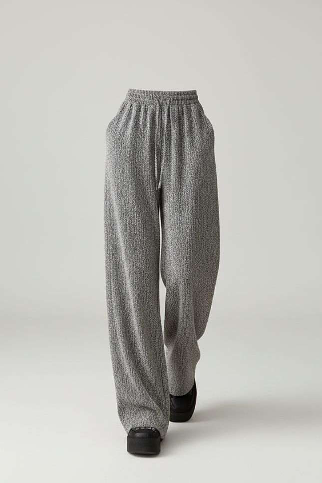 Pantalon Baggy Gris Ample Texturé Décontracté Femme - Tweed - vue 3