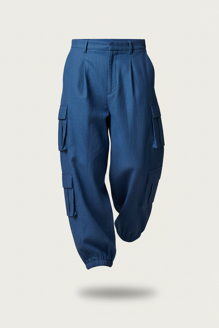 Pantalon Baggy Bleu Cargo Ample Homme - Toile - vue 3