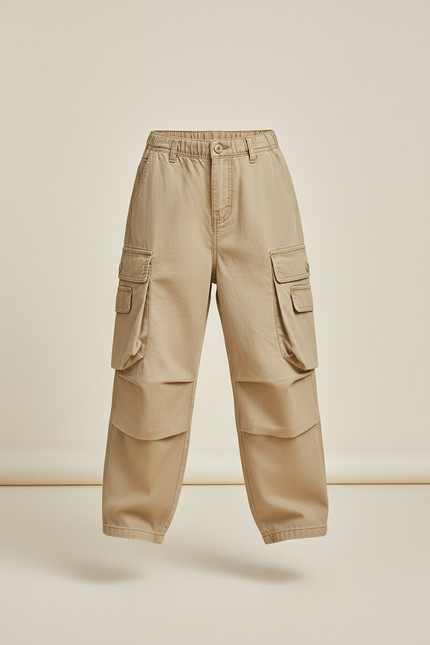 Pantalon Baggy Kaki Cargo Ample Coton Garçon - vue 3