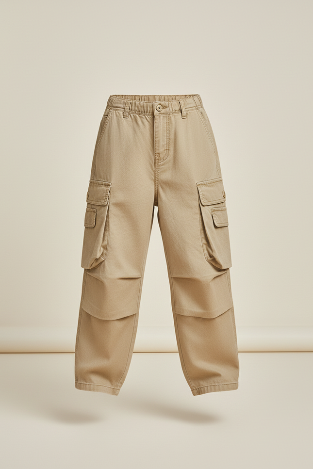 Pantalon Baggy Kaki Cargo Ample Coton Garçon - vue 3