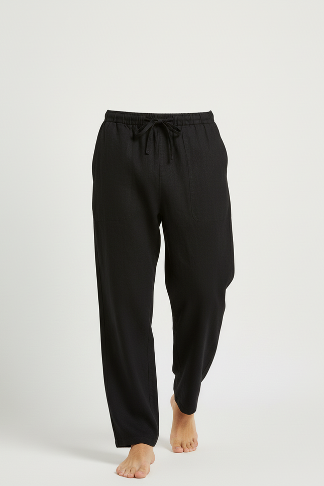 Pantalon Baggy Noir Lin Cordon Ample Homme - vue 3