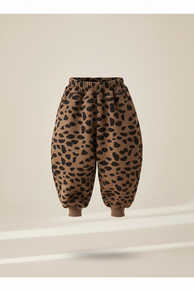 Pantalon Baggy Marron Léopard Ample Épais Hiver - Molleton - vue 3