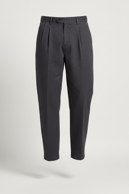 Pantalon Baggy Noir Plissé Coton Décontracté Homme - vue 3