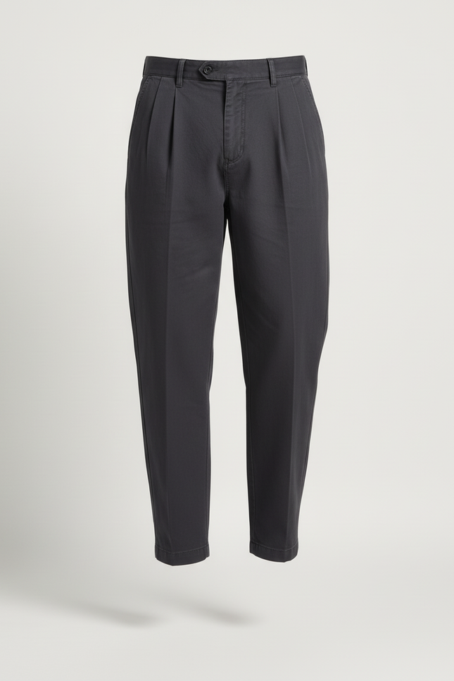 Pantalon Baggy Noir Plissé Coton Décontracté Homme - vue 3