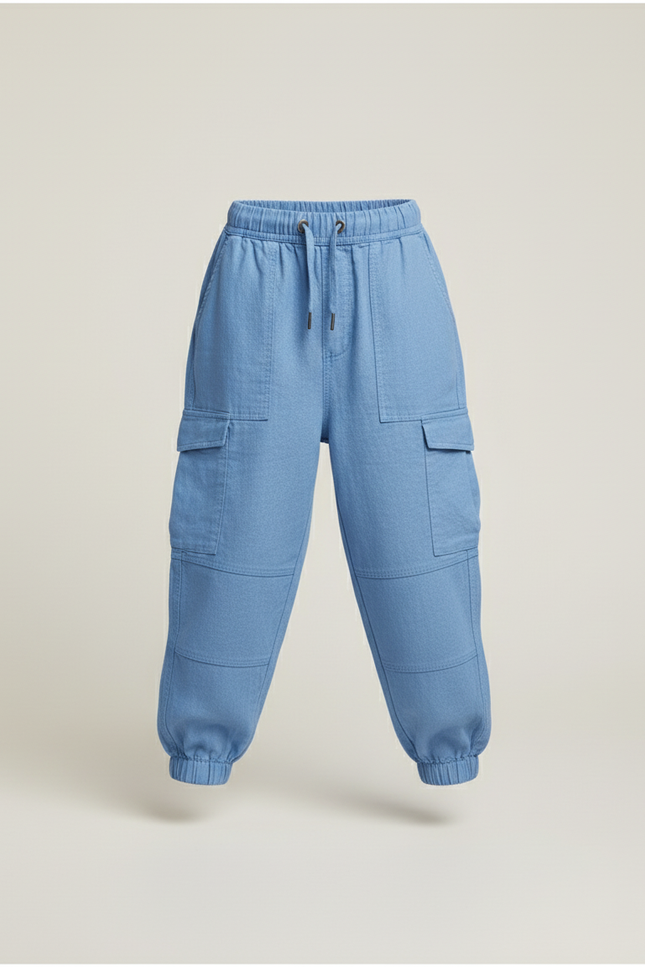 Pantalon Baggy Bleu Jean Ample Cargo Enfant - vue 3